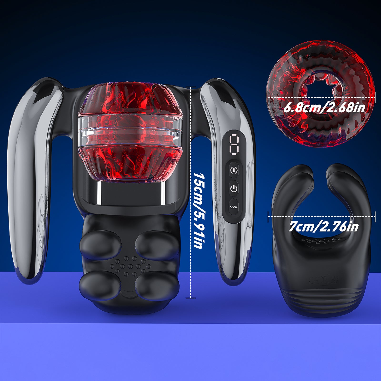 XG21 Plus - Kompakter & Portabler 3-in-1 Eichel-Trainer & Masturbator mit Doppelgriff – Teleskop, Klemm-Vibration & Impuls