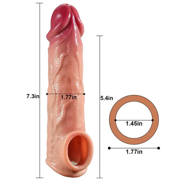 CS06 - Realistic Silicone Sleeve – Anatomischer Penis-Sleeve mit Adern & Stretch-Ring (7,3*1,77 Zoll)