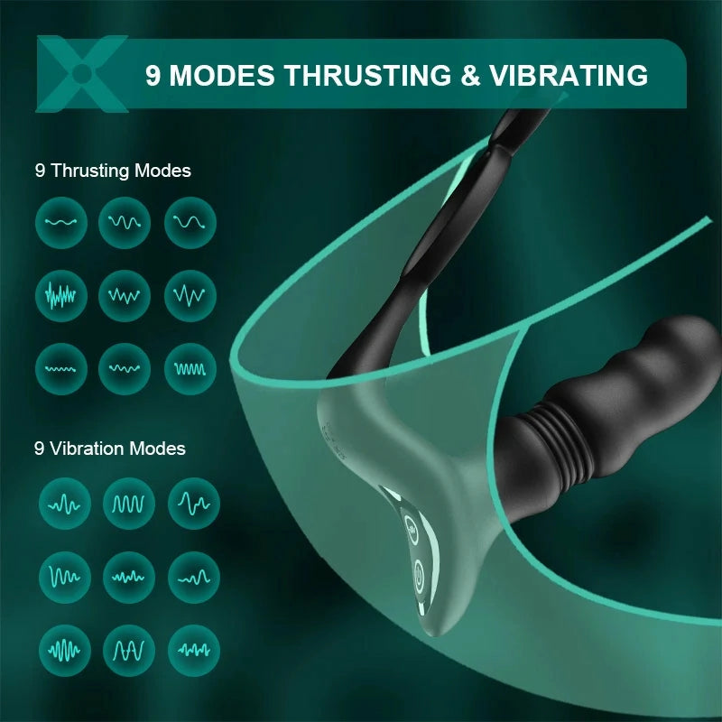 PM9 - 2-in-1 Stoß- & Vibrations-Prostata-Massager mit Wireless Remote