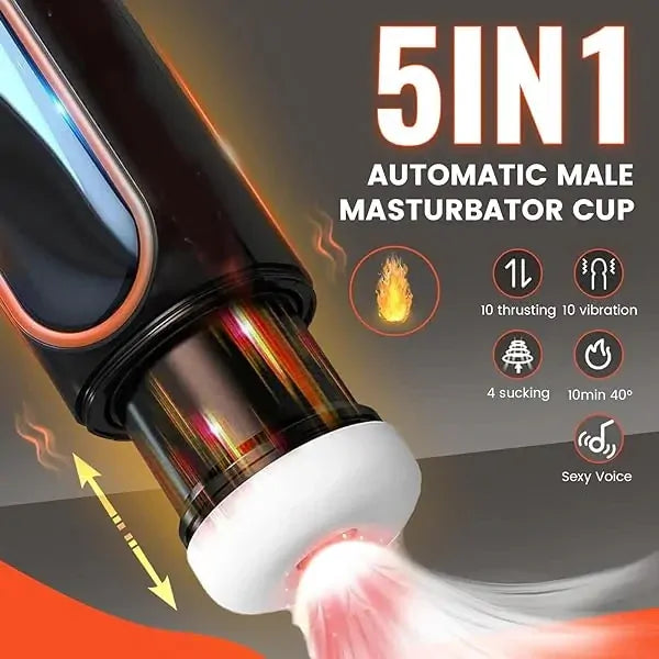 XT1 - Hands-Free Masturbator mit Power-Saugnapf - 3-in-1 Stoß-, Saug- & Vibrationsfunktion