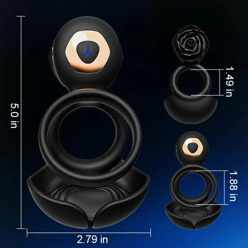 PR5 - Vibrating Cockring - 3-in-1 Dual-Ring mit Scrotal- & Clitoral-Stimulator