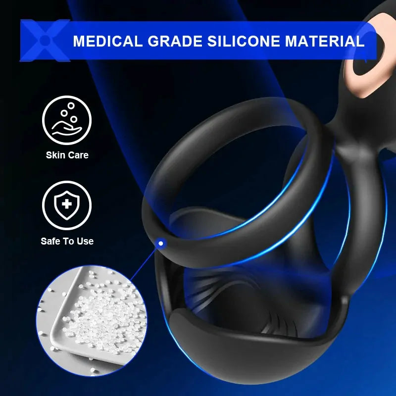 PR5 - Vibrating Cockring - 3-in-1 Dual-Ring mit Scrotal- & Clitoral-Stimulator