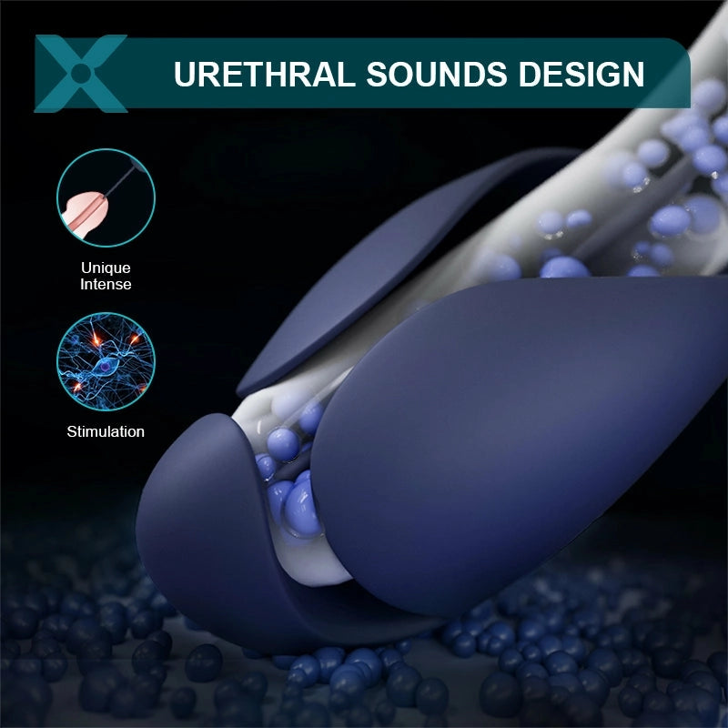 XG6 - 3-in-1 Triple-Stimulation Penis-Vibrator mit Urethral-Sounding-Plug