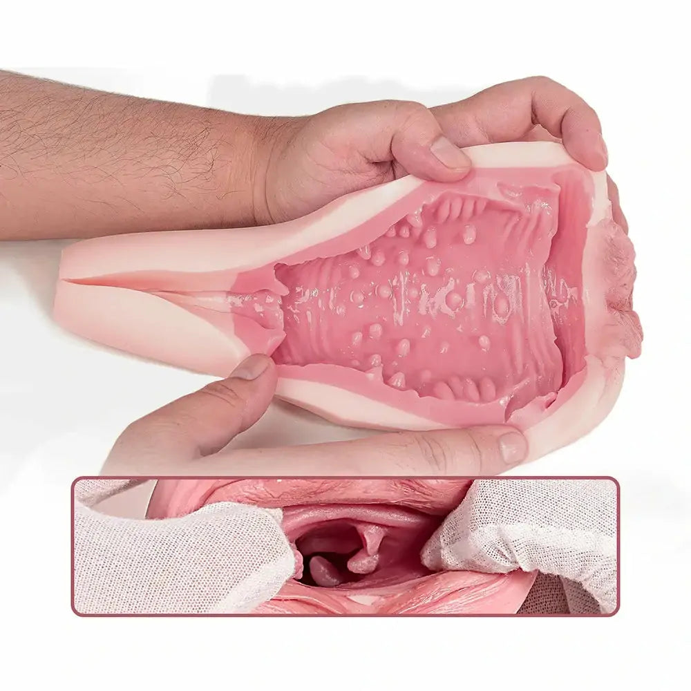 PU08 - Vollsilikon-Taschenmuschi im Reifen Anatomie-Design (9,65 Zoll) – Vaginal Stroker