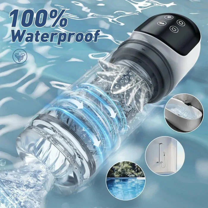 XR3 Plus - Wasserdichter 2-in-1 Masturbator & Penispumpe - Vakuum-Training & 7 Rotationsmodi