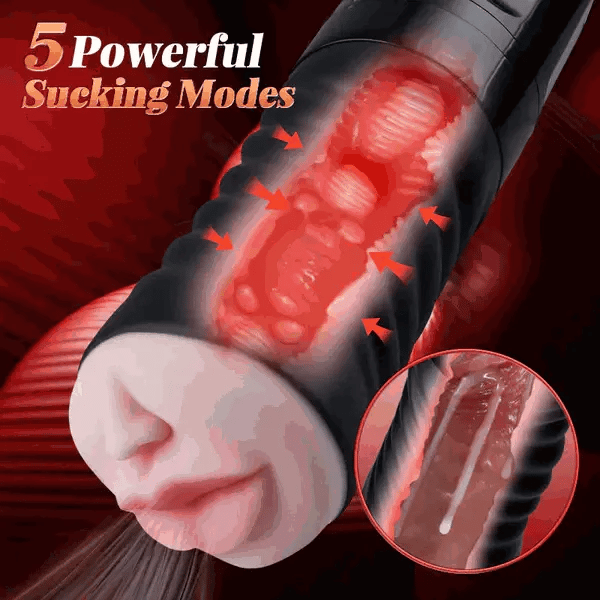 XV5 - 2-in-1 Masturbator mit Saugfunktion, abnehmbarer Fernbedienung & realistischem Mund-Design