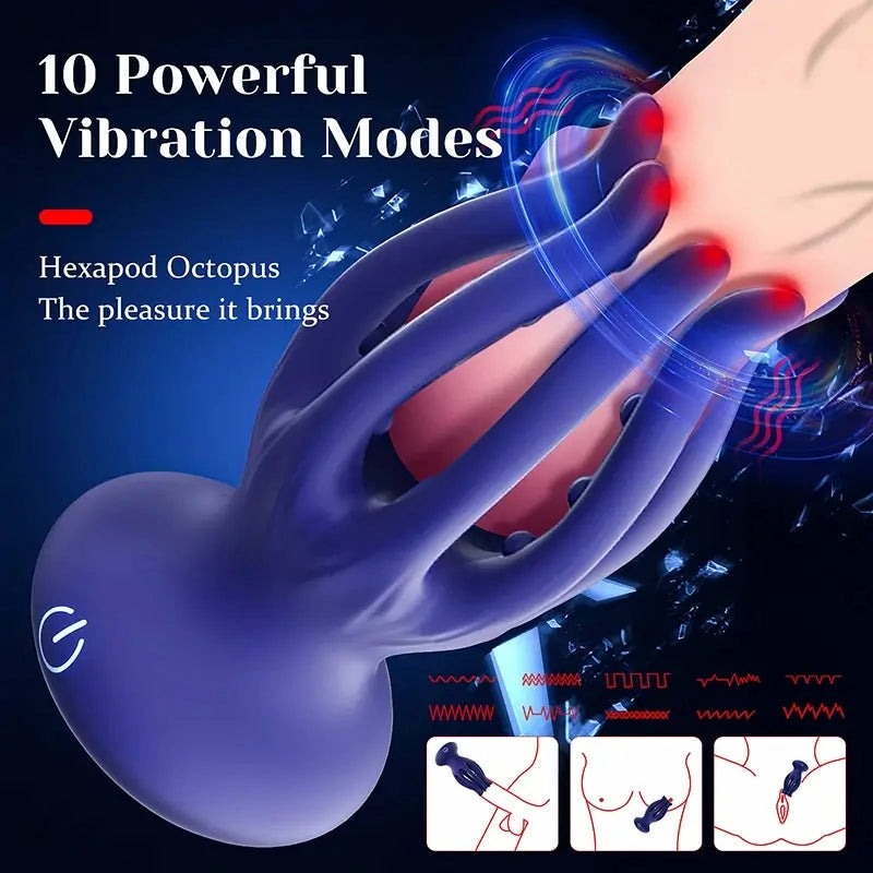 XG16 - Octopus Penis-Vibrator mit Tentakel-Design & Saugnäpfen (10 Modi) – Glans Trainer