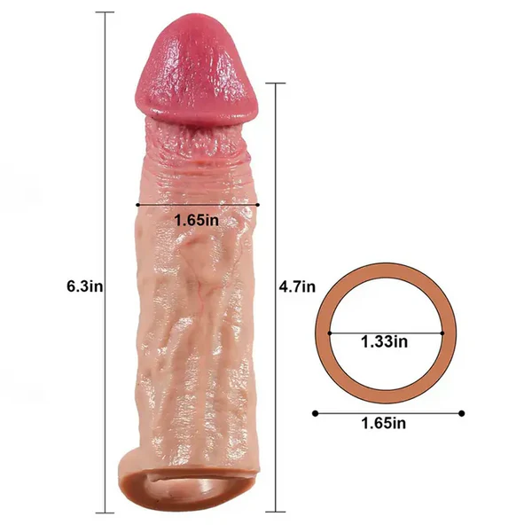 CS08 - Big Glans Sleeve – Penis-Sleeve mit großer Eichel, Adern & Ball-Loop Support (6,3*1,6 Zoll)