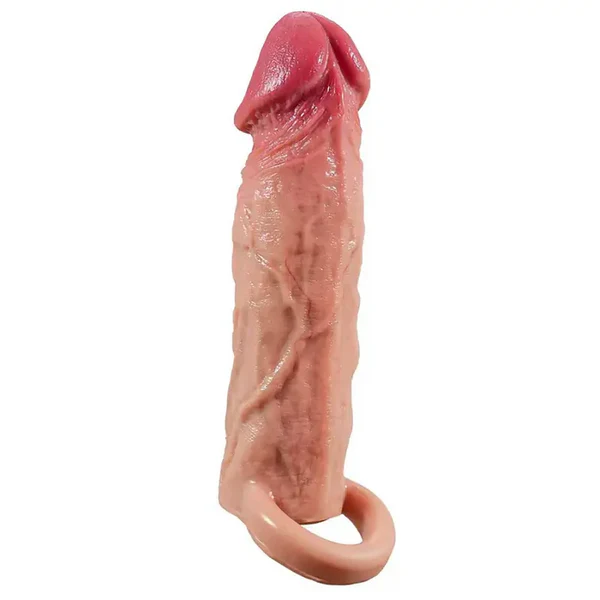 CS08 - Big Glans Sleeve – Penis-Sleeve mit großer Eichel, Adern & Ball-Loop Support (6,3*1,6 Zoll)
