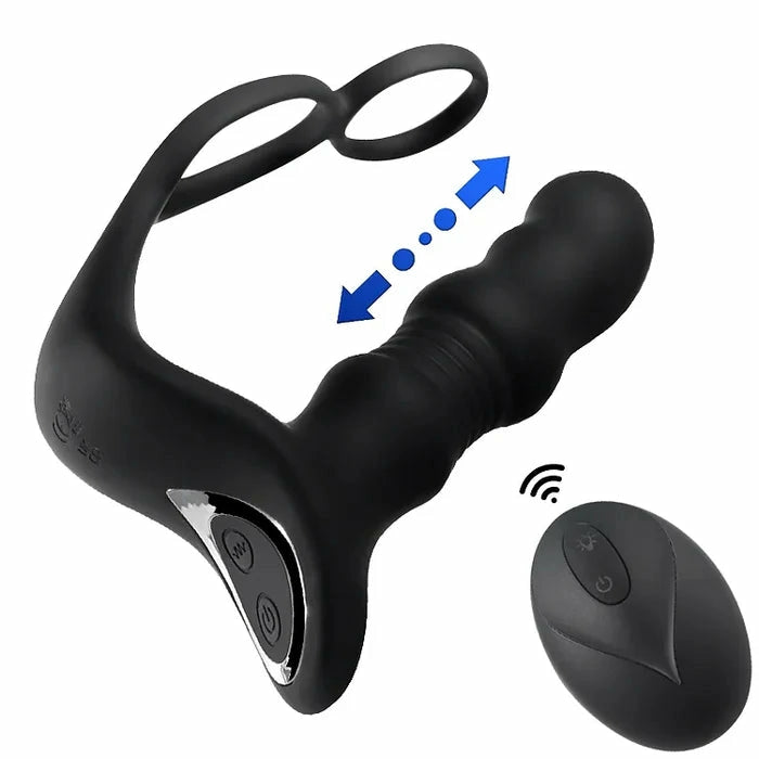 PM9 - 2-in-1 Stoß- & Vibrations-Prostata-Massager mit Wireless Remote