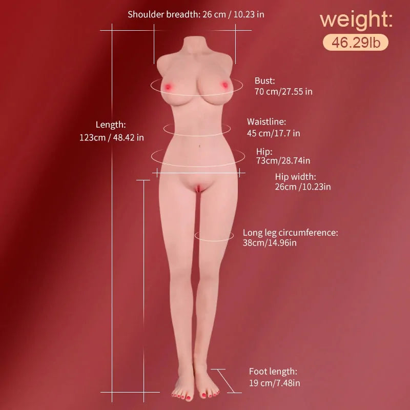 Julia - Kopflose Real-Skin TPE-Liebespuppe mit langen Modellbeinen (21,0 kg) – Slender-Figur