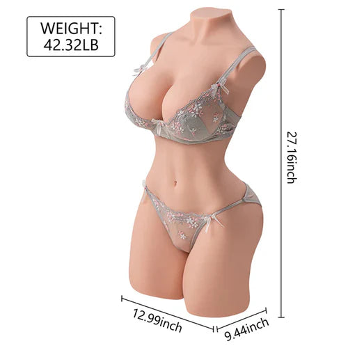 Hannah - Real-Skin TPE-Sextorso mit XXL-Brüsten & Curvy-Booty (19,2 kg) – Big-Curves