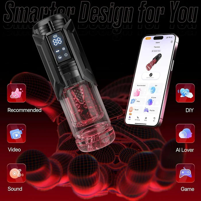 XT20-Pro - Wasserdichte App-Controlled Blowjob Maschine in Feurig-Rot - 4-in-1 Vollautomatischer High-End Stroker