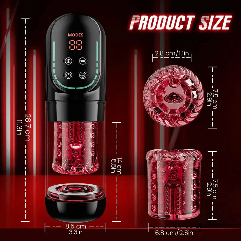 XR4 Pro - App-gesteuerte Blowjob Maschine - 4-in-1 Smart-Stroker mit Saug- & Stoßfunktion