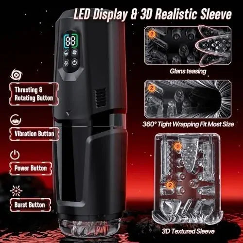 XR19 - Hands-Free Masturbator mit App-Steuerung - Stoß-, Rotations- & Dual-Vibrationsfunktion