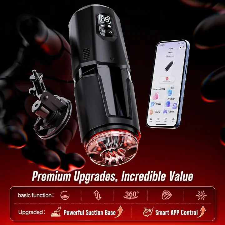 XR19 - Hands-Free Masturbator mit App-Steuerung - Stoß-, Rotations- & Dual-Vibrationsfunktion