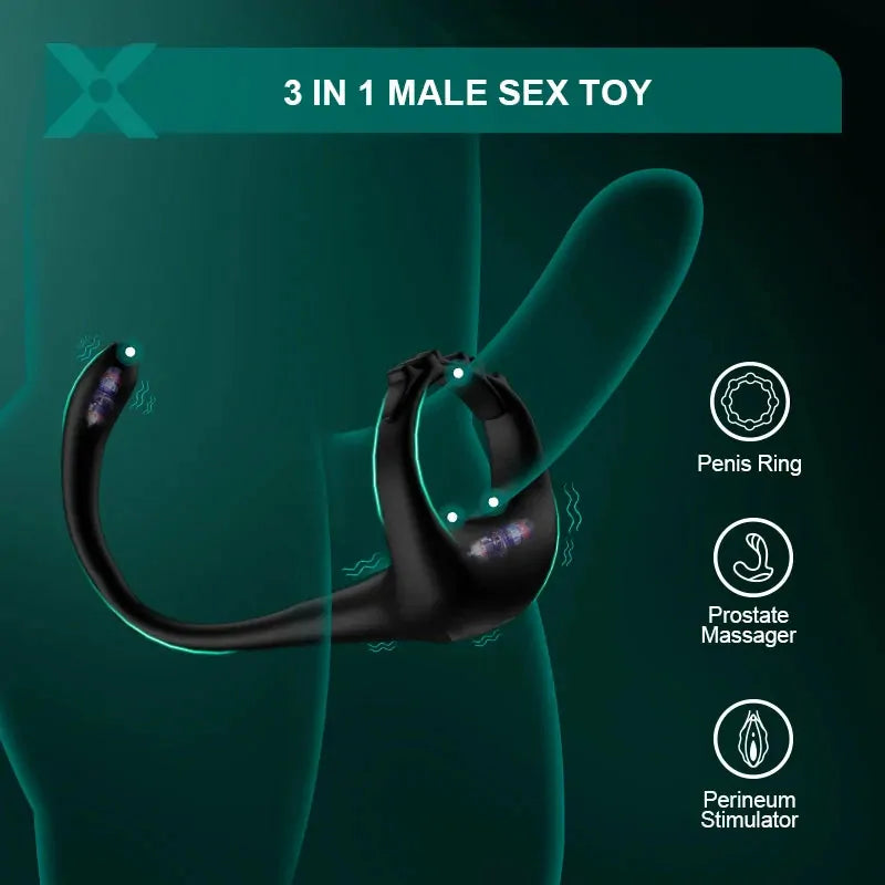 PR4 - 3-in-1 Remote Cockring mit Prostata-Massager & Adjustable Strap