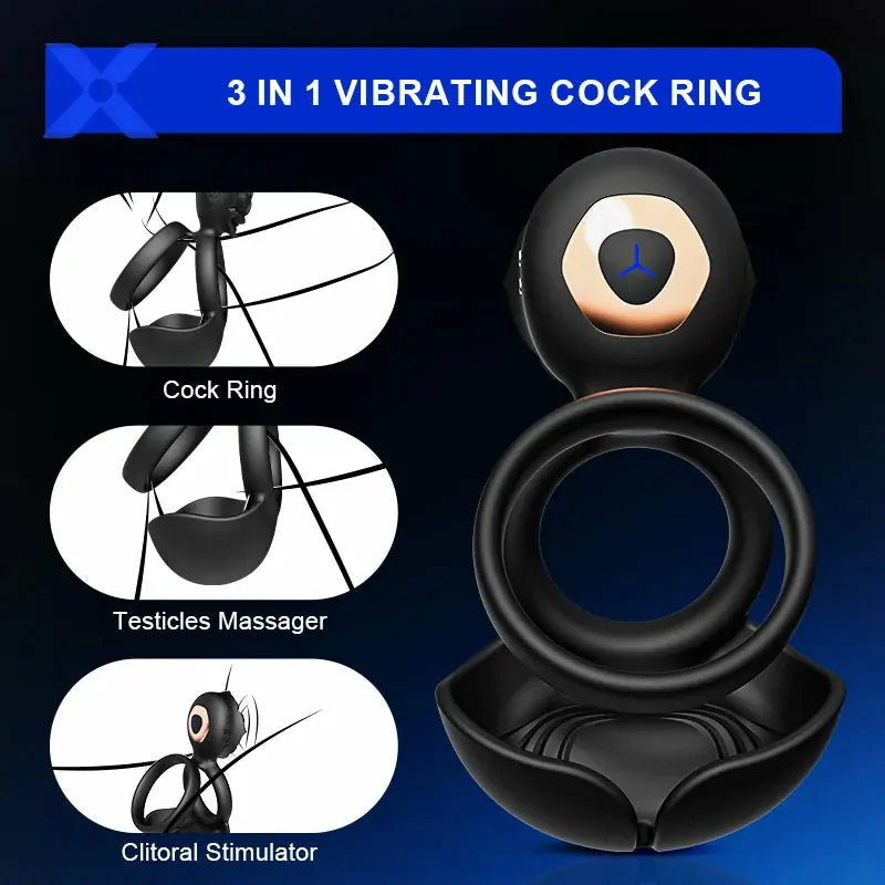 PR5 - Vibrating Cockring - 3-in-1 Dual-Ring mit Scrotal- & Clitoral-Stimulator