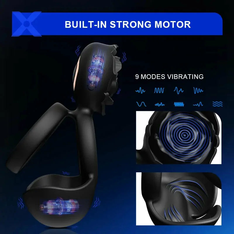 PR5 - Vibrating Cockring - 3-in-1 Dual-Ring mit Scrotal- & Clitoral-Stimulator