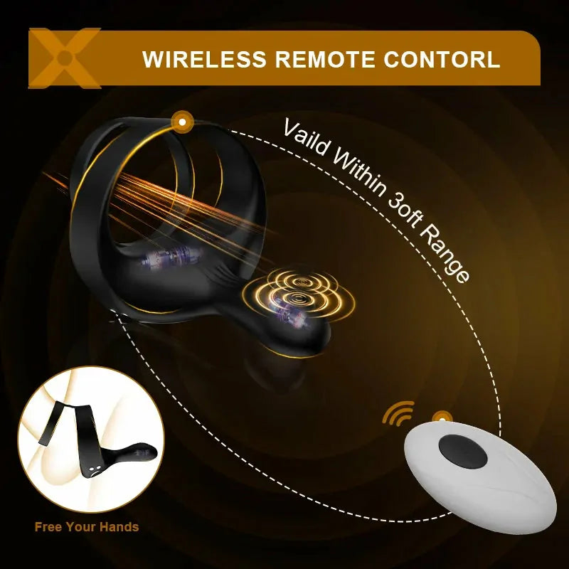 PR6 - Remote Cockring - 3-in-1 Parallel-Ring mit Finger-Shape Taint-Stimulator