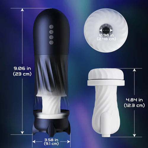 XT3 - Teleskopischer Masturbator - 500 Stöße/Min. mit Rotations-Twist & Heißluft-System